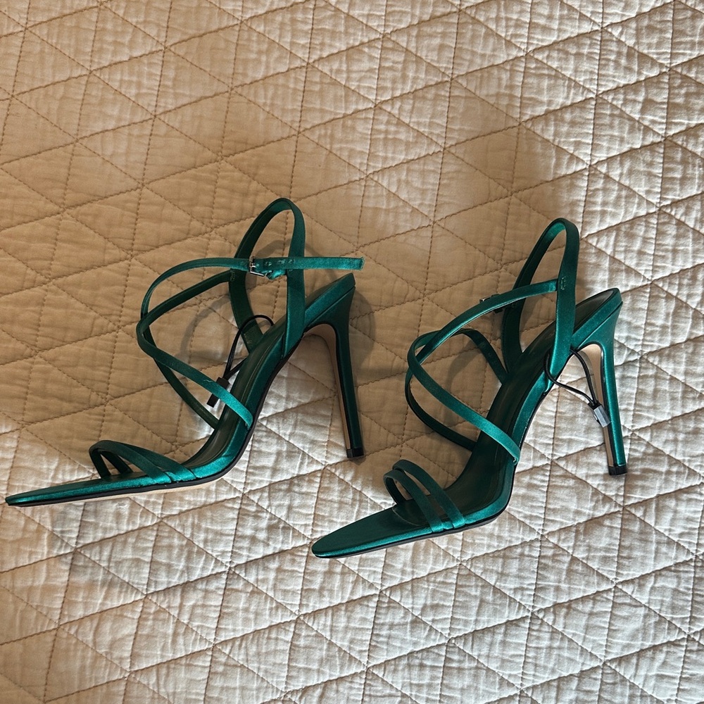 Zara Satin Strappy Stiletto Sandals - Picture 2 of 6